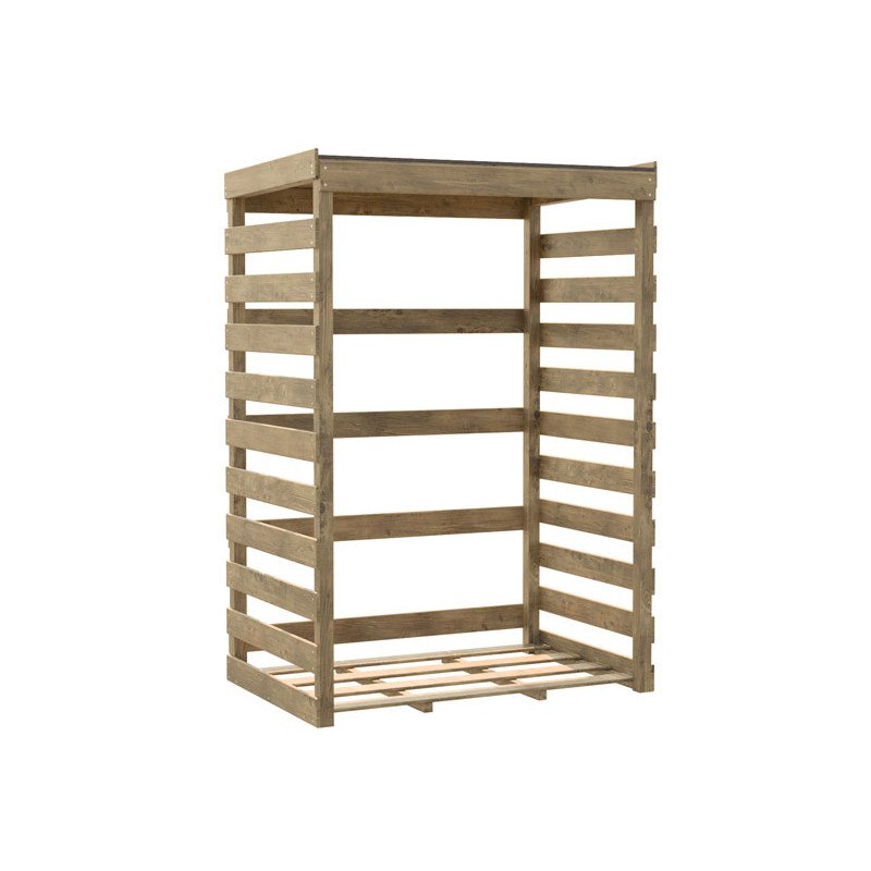 Bûcher bois 1.70 m3 avec plancher et toiture plate Offrez à vos bûches un abri robuste et élégant avec cet abri à bois de 1,70 m³. Construit en bois traité autoclave classe 3, il résiste aux conditions climatiques difficiles tout en préservant vos bûches. Le toit recouvert de feutre bitumé assure une protection efficace contre l'humidité, pour garder votre bois sec et prêt à l'emploi. Sa capacité de stockage est idéale pour les besoins d'un particulier. Un choix fiable et pratique pour tous les passionnés de bois de chauffage. Cependant, nous conseillons d'appliquer un saturateur tous les 3 à 5 ans pour empêcher le bois de griser. Un phénomène naturel que vous pouvez neutraliser, n'hésitez pas à utiliser une lasure ou une peinture colorée à commander dans la rubrique "Les Indispensables". LES + PRODUITS Bûcher en bois robuste pour stocker votre bois de chauffage avec élégance à proximité de la maison Livré en kit, le montage est simple et rapide à l'aide de la notice de montage illustrée fournie Panneaux de bois prémontés en atelier Les parois ajourées favorisent la circulation de l'air Le traitement autoclave de couleur verte garantit une grande longévité à votre structure en bois La couverture assure une bonne étanchéité Garantie de 3 ans contre tous vices de fabrication Caractéristiques techniques Dimensions hors tout : L120 x P82 x Ht174 cm Surface au sol : 0.99 m2 Capacité de stockage : 1.70 m3 - environ 2.28 stères de bûches de 33cm de long Matière : Pin sylvestre certifié PEFC Traitement : Autoclave vert, classe 3 Structure : Panneaux ajourés préassemblés Toiture : Plate, légère pente Couverture : Feutre bitumé Inclus : Visserie de montage Garantie : 3 ans Colis : L120 x P80 x Ht114 cm, poids 331 kg
