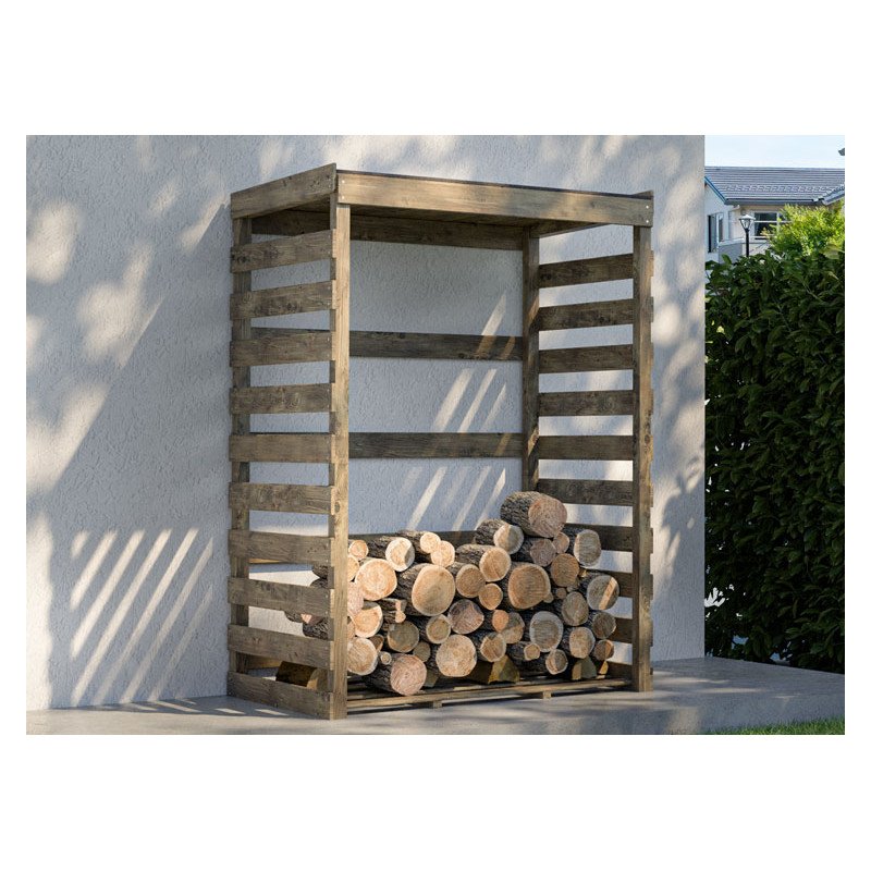 Bûcher bois 1.70 m3 avec plancher et toiture plate Offrez à vos bûches un abri robuste et élégant avec cet abri à bois de 1,70 m³. Construit en bois traité autoclave classe 3, il résiste aux conditions climatiques difficiles tout en préservant vos bûches. Le toit recouvert de feutre bitumé assure une protection efficace contre l'humidité, pour garder votre bois sec et prêt à l'emploi. Sa capacité de stockage est idéale pour les besoins d'un particulier. Un choix fiable et pratique pour tous les passionnés de bois de chauffage. Cependant, nous conseillons d'appliquer un saturateur tous les 3 à 5 ans pour empêcher le bois de griser. Un phénomène naturel que vous pouvez neutraliser, n'hésitez pas à utiliser une lasure ou une peinture colorée à commander dans la rubrique "Les Indispensables". LES + PRODUITS Bûcher en bois robuste pour stocker votre bois de chauffage avec élégance à proximité de la maison Livré en kit, le montage est simple et rapide à l'aide de la notice de montage illustrée fournie Panneaux de bois prémontés en atelier Les parois ajourées favorisent la circulation de l'air Le traitement autoclave de couleur verte garantit une grande longévité à votre structure en bois La couverture assure une bonne étanchéité Garantie de 3 ans contre tous vices de fabrication Caractéristiques techniques Dimensions hors tout : L120 x P82 x Ht174 cm Surface au sol : 0.99 m2 Capacité de stockage : 1.70 m3 - environ 2.28 stères de bûches de 33cm de long Matière : Pin sylvestre certifié PEFC Traitement : Autoclave vert, classe 3 Structure : Panneaux ajourés préassemblés Toiture : Plate, légère pente Couverture : Feutre bitumé Inclus : Visserie de montage Garantie : 3 ans Colis : L120 x P80 x Ht114 cm, poids 331 kg